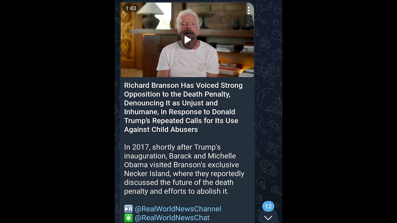 News Shorts: Richard Branson versus Death Penalty