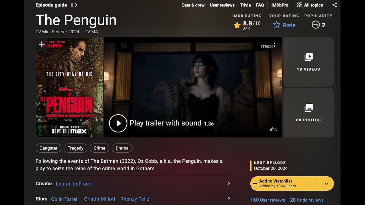 Review of ep 1&2 of The Penguin Tv series 2024 #moviereview #tvshow