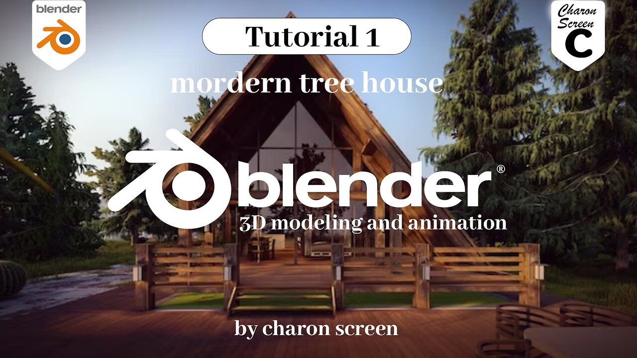 Blender Beginner Tutorial - Part 1 || mordern tree house 3d