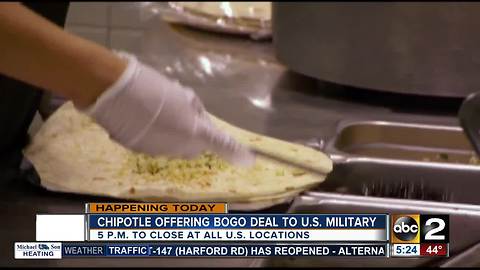 Chipotle offering deal for U.S. military