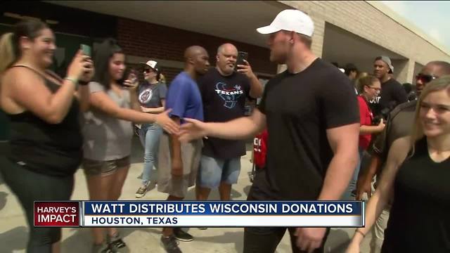 J.J. Watt distributes Hurricane Harvey Donations