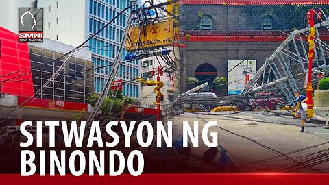 Sitwasyon ng Binondo area matapos ang pagbagsak ng poste ng Meralco. via Margot Gonzales