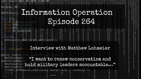 Information Operation - Matthew Lohmeier - Irresistible Revolution, Dr. Hadar Elbaz 10/21/24