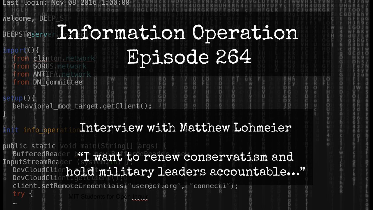 Information Operation - Matthew Lohmeier - Irresistible Revolution, Dr. Hadar Elbaz 10/21/24