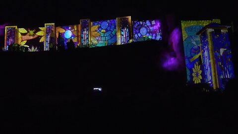 Amazing Light Projection Show on castle of Gibralfaro Malaga, Costa del Sol , Spain 4K