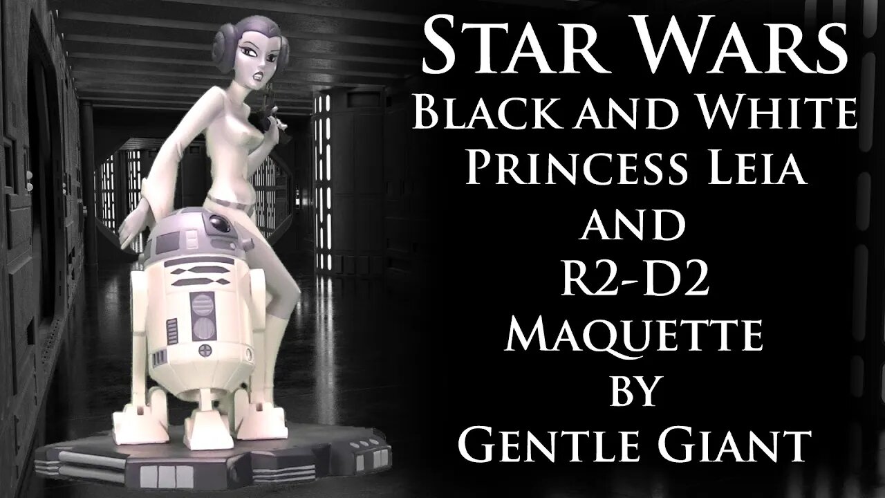 Star Wars Black and White Princess Leia and R2-D2 Maquette by Gentle Giant