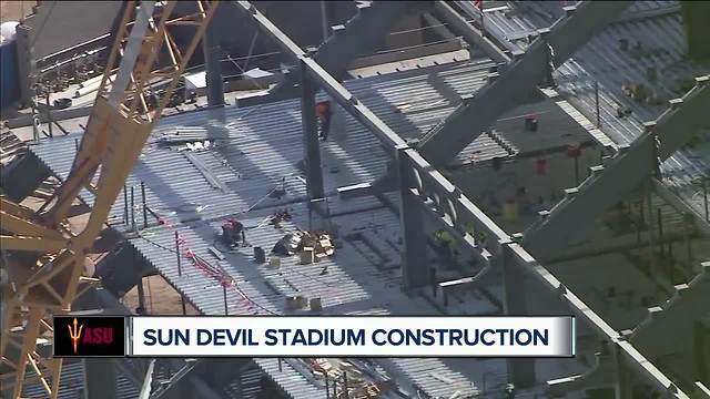 How is construction going at Sun Devil Stadium?