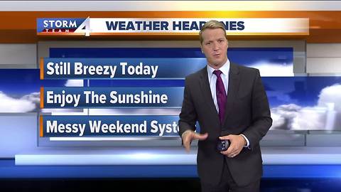 Sunny and breezy Thursday