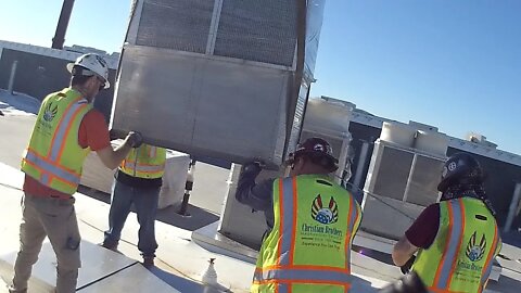 Crane Lifts Be Like... Crane lift of the Mitsubishi Citi Multi VRF Systems Vivante In Newport Beach