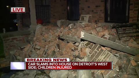 Car slams into house on Detroit's west side. children injured