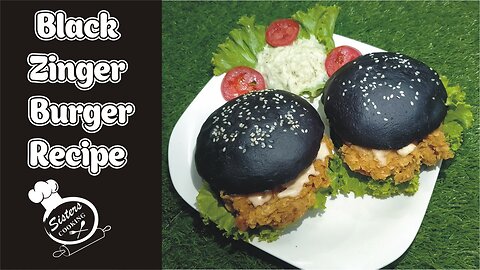 Black Zinger Burger Recipe | How To Make Black Buns At Home | Restaurant Style Zinger Burger Recipe