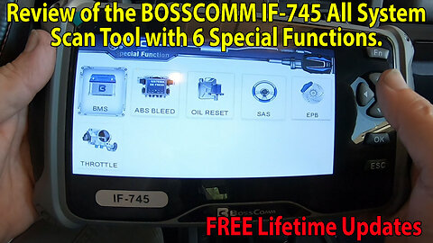 The BOSSCOMM IF-745 All System Scan tool with 6 Special Functions and Free Lifetime Updates.