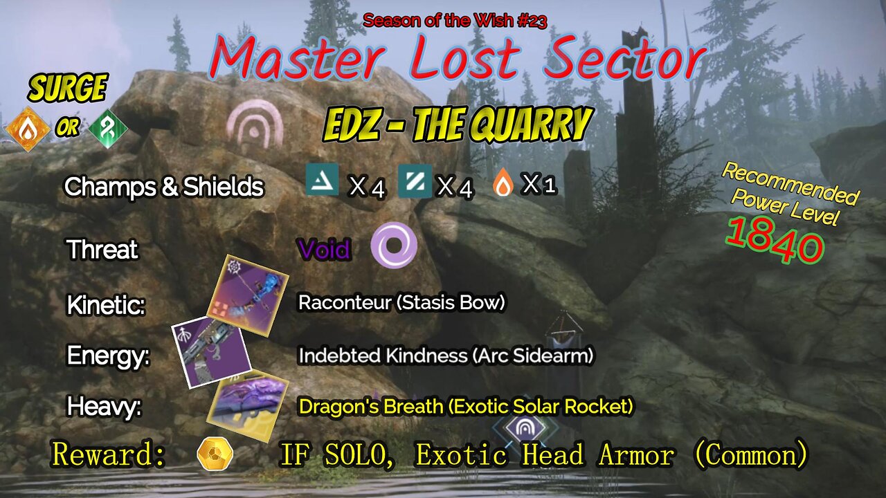 Destiny 2 Master Lost Sector: EDZ - The Quarry on my Arc Hunter 2-12-24