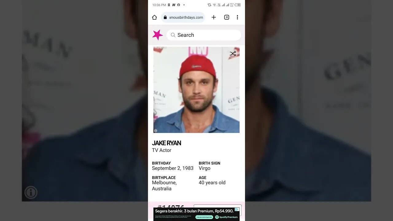 HAPPY 40 BIRTHDAY JAKE RYAN TV Actor