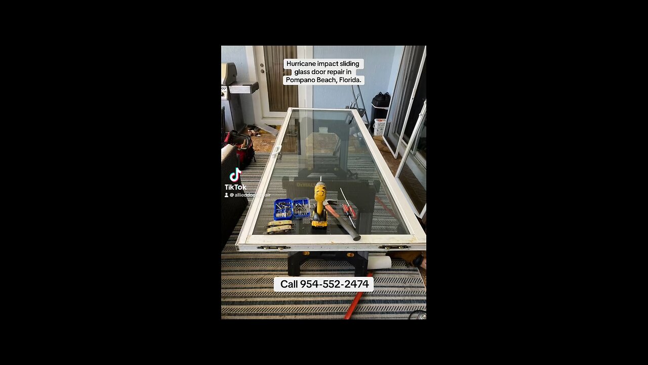 Hurricane impact Sliding glass door repair; roller replacement, in Pompano Beach, Fl.