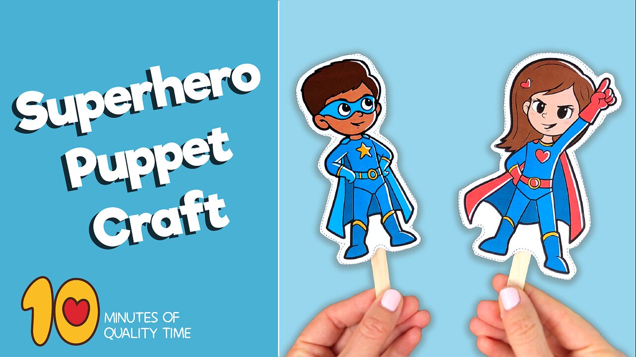 Girl and Boy Superhero Stick Puppet Craft