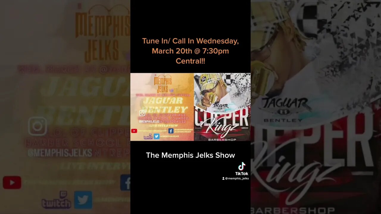 Jaguar Bentley Joins The Memphis Jelks Show Live March 20th @ 7:30pm Central. Tune In/ Call In!!