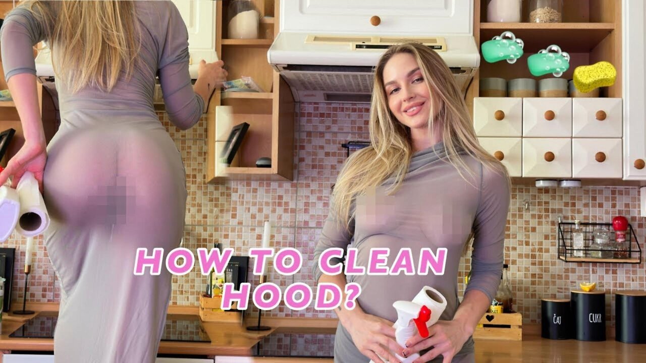 [4K USA Housewife] How to clean the hood_ Transparent haul See trough Try on (2024)