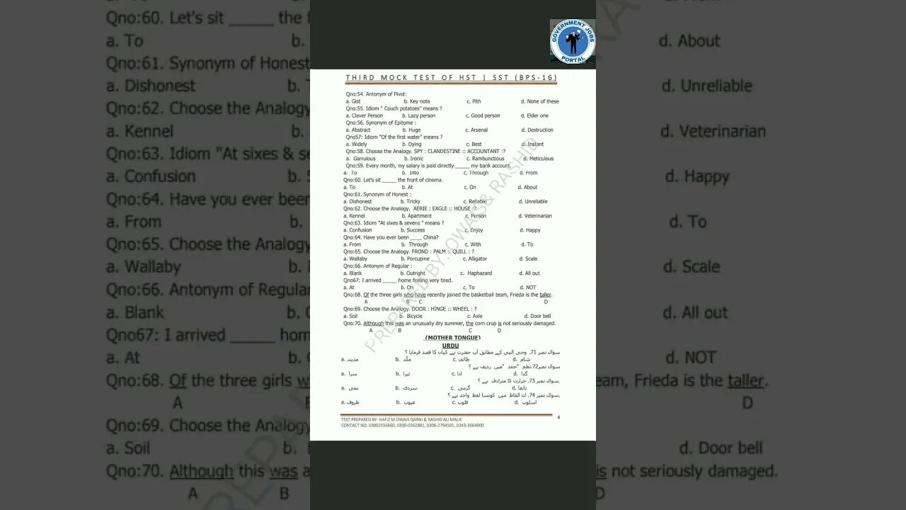 SST BPS 16 MOCK TEST FOR PREPARATION 2023 #shortsvideo #shorts #feedshorts #viralshorts
