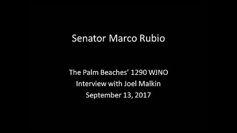 Rubio discusses Irma recovery with The Palm Beaches WJNO's Joel Malkin