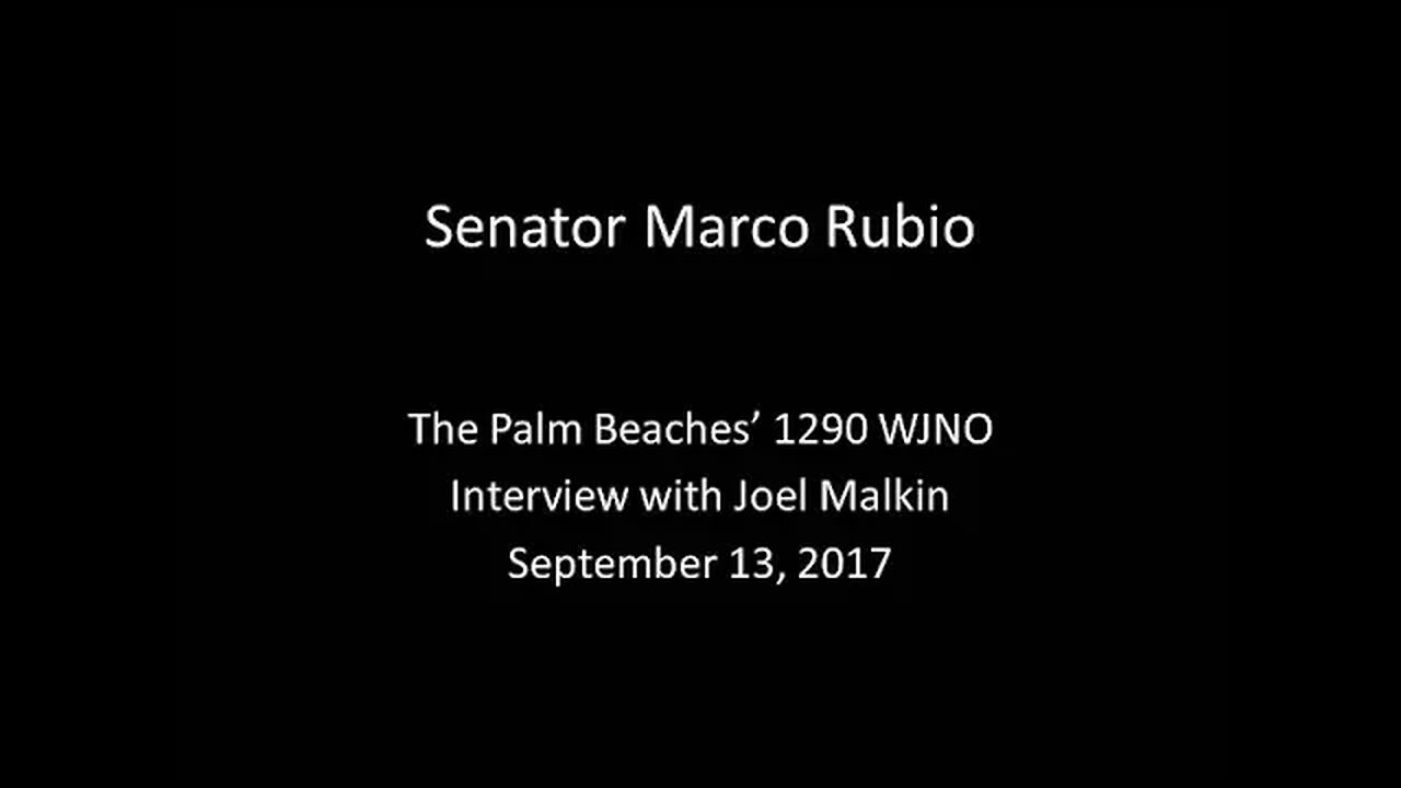 Rubio discusses Irma recovery with The Palm Beaches WJNO's Joel Malkin