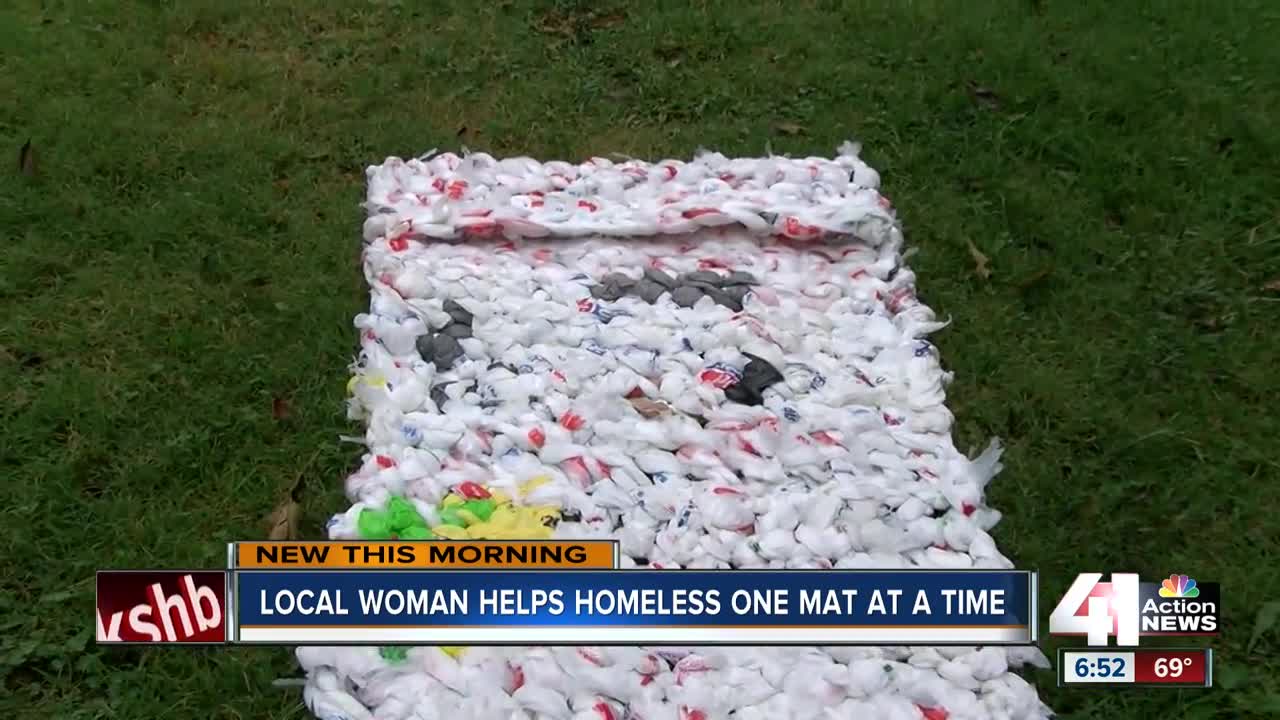 Bed of Bags: Kansas City woman repurposing plastic bags into beds for people who are homeless