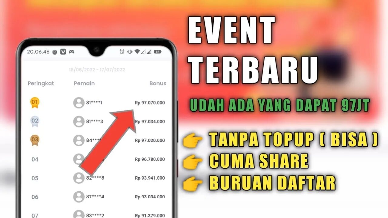 EVENT TERBARU HADIAH SAMPAI 97JT KALIAN WAJIB DAFTAR