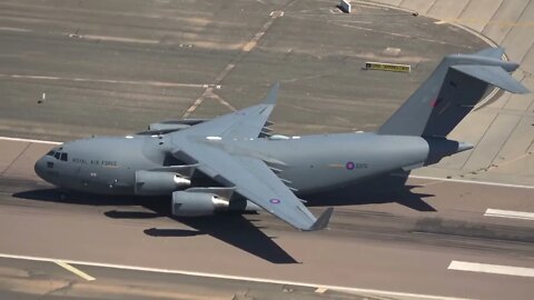 Boeing C-17A Globemaster III on a Beautiful take off from Gibraltar Airport, 9 July 2022