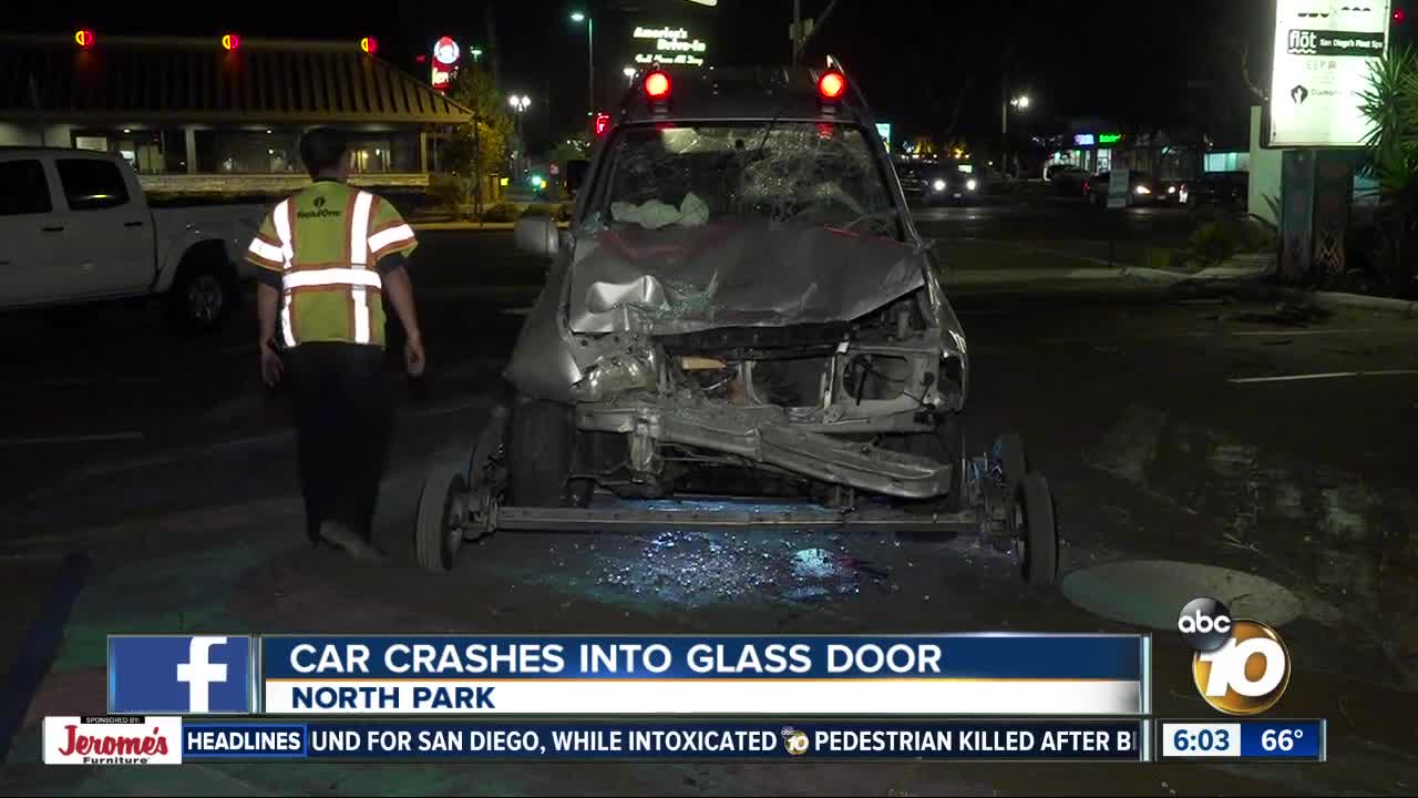 Driver arrested after SUV slams into North Park business