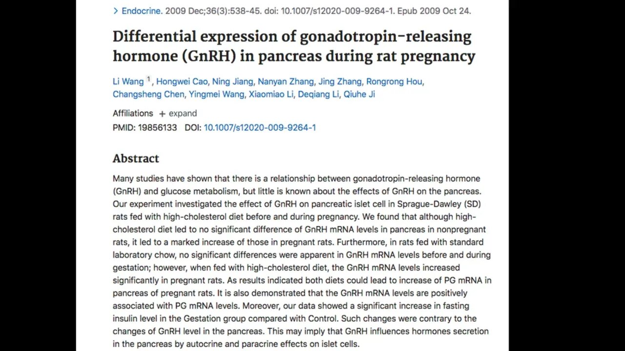 Gonadotropin Releasing Hormone and Pancreas