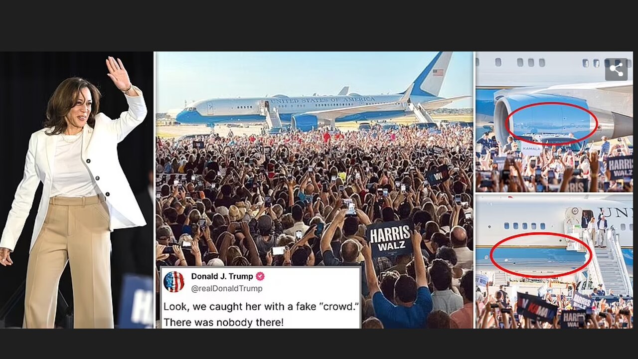 Trump claims Kamala rally crowd is FAKE as he posts 'AI-doctored photo'