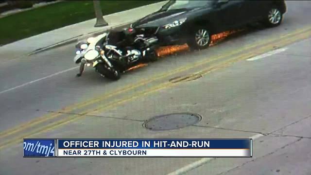 Hit-and-run suspect at large after hitting police officer