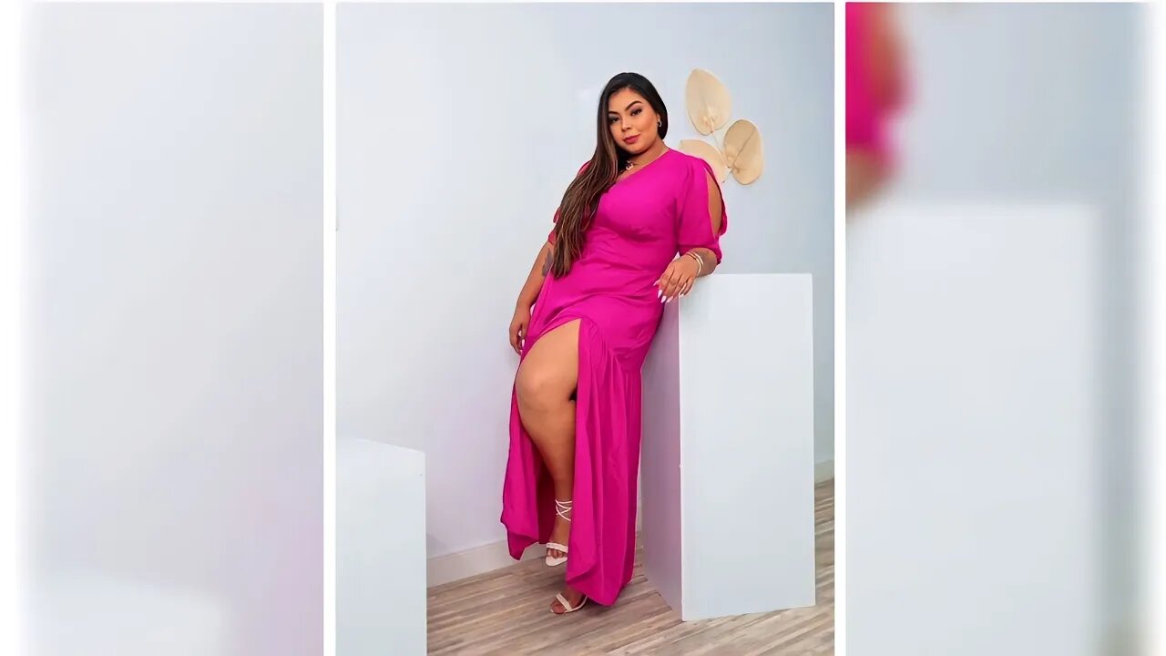 ✔️ VESTIDO LONGO PLUS SIZE COM ABERTURA NA LATERAL