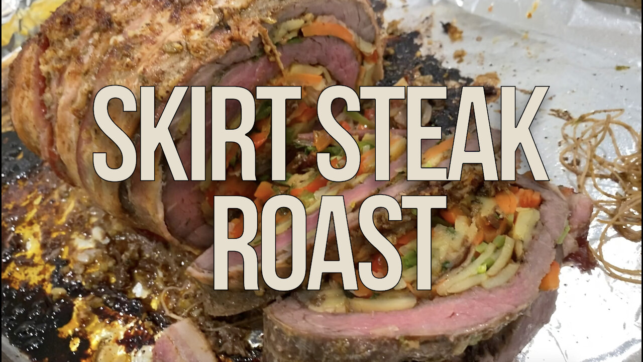 SKIRT STEAK ROAST STUFFED WITH POTATO AND VEGGIES - Ridiculously good!