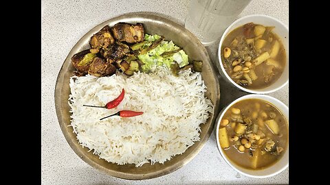 EATING RICE ALOO GUNDRUK PORK GRAVY #ASMR #mukbang #recipes