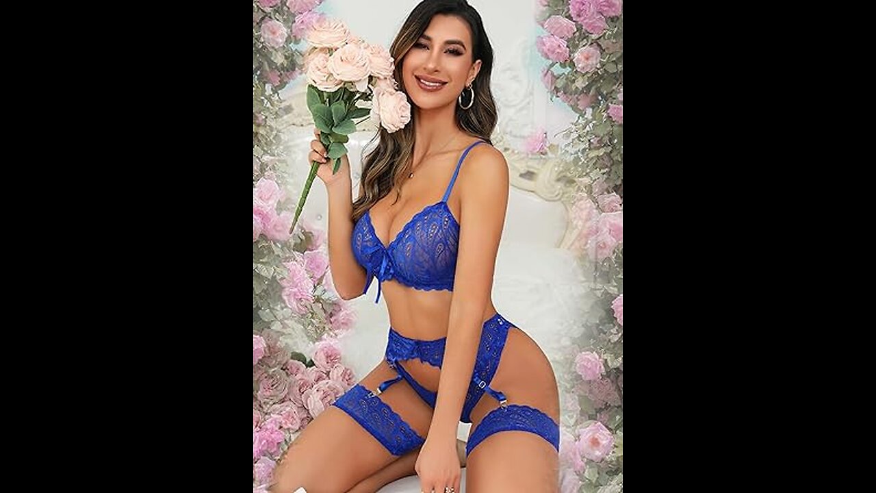 Lingerie sexy pour femme, ensemble de lingerie 3 pièces en dentelle, soutien-gorge et culotte