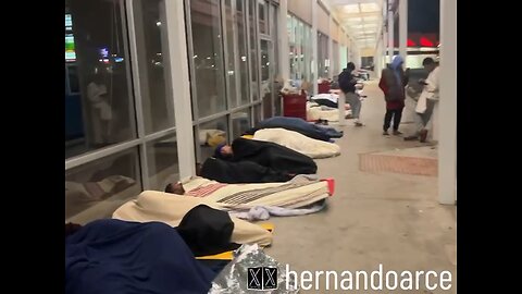 Dozens of illegals sleeping in a shopping center