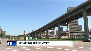 Construction begins again on the skyway