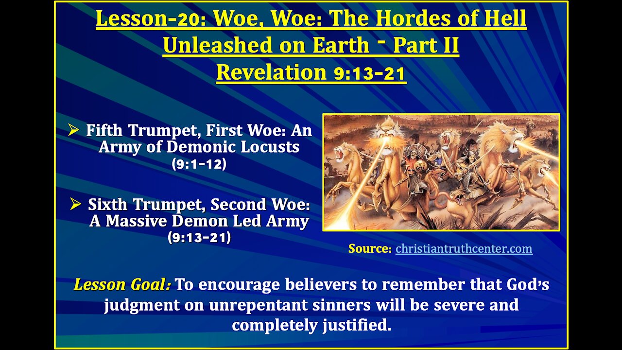 Revelation Lesson-20: Woe, Woe: The Hordes of Hell Unleashed on Earth - Part II