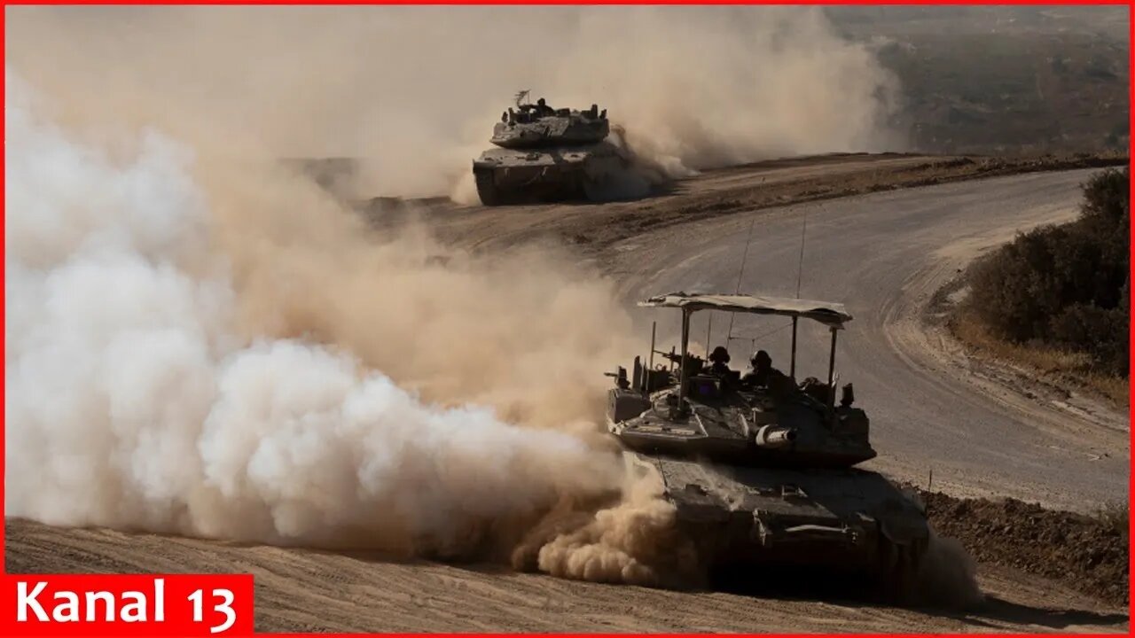 Smoke in Gaza as Israeli tanks patrol border area in southern Israel