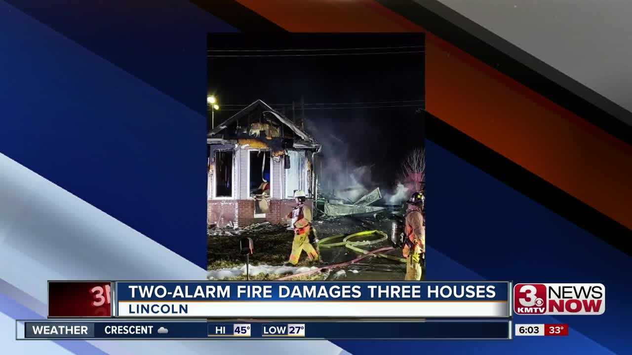 Two-alarm fire damages three houses in Lincoln