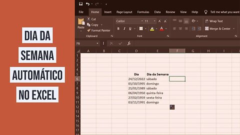 DESCOBRIR o DIA da SEMANA no EXCEL
