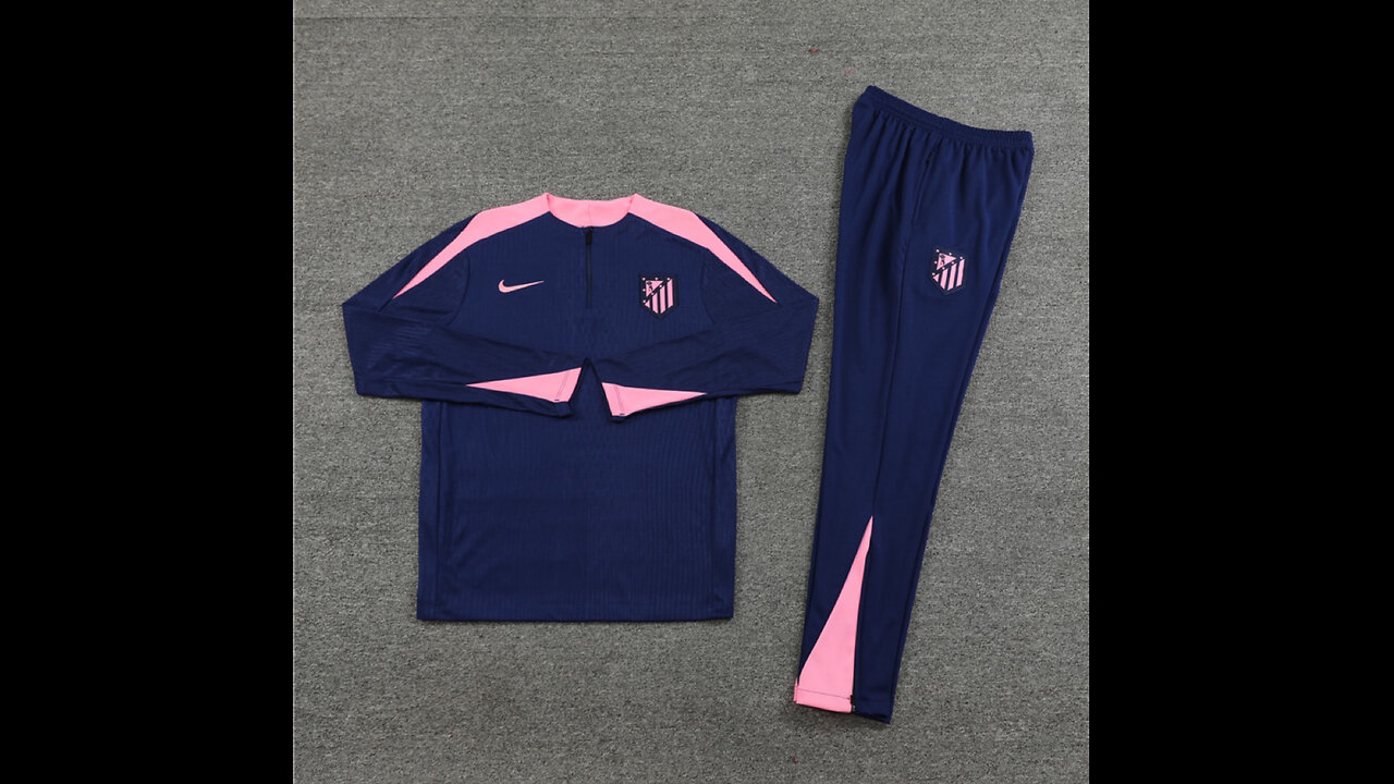 👉🏻⚽️2024/25 Atletico Madrid Adult/Kid Blue Long Sleeve Tracksuit