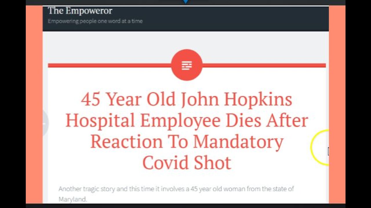 45 Year Old Mother and Johns Hopkins Hospital Employee Dies After Reaction To a Mandatory Vaccine