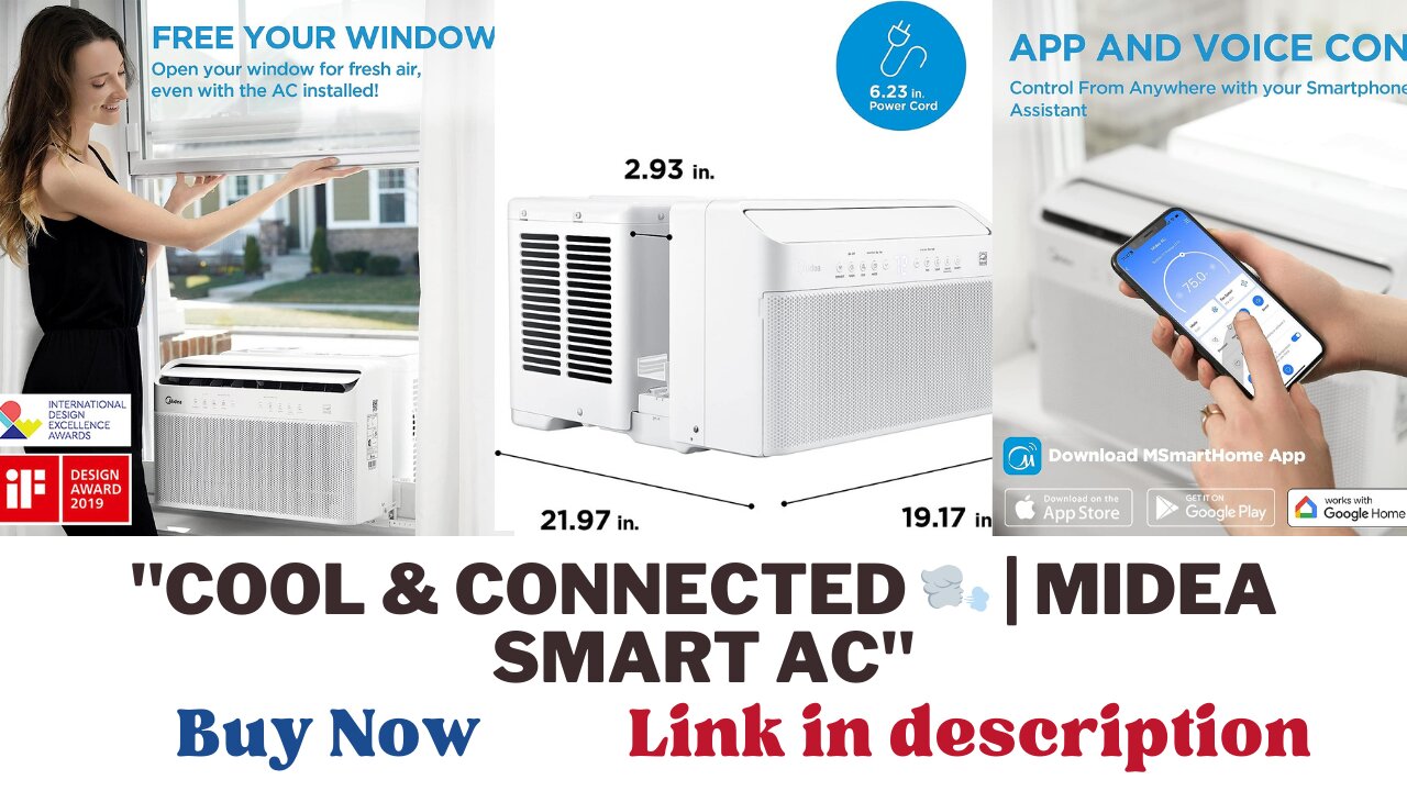 U-Shaped Smart Inverter Window Air Conditioner | 8,000 BTU, Works with Alexa/Google Assistant"