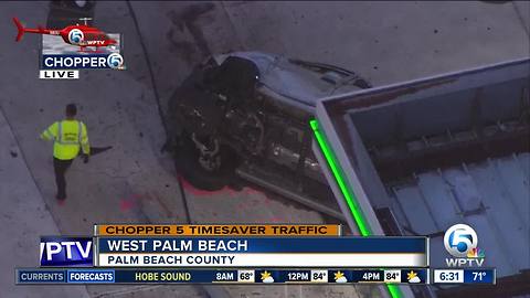 Vehicle crashes at gas station near PBIA