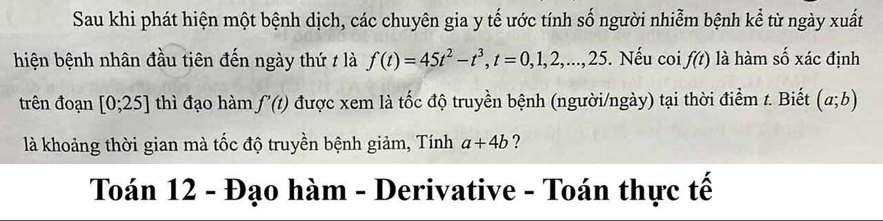 Sau khi phát hiện một dịch bệnh, các chuyên gia y tế ước tính số người nhiễm bệnh kể từ