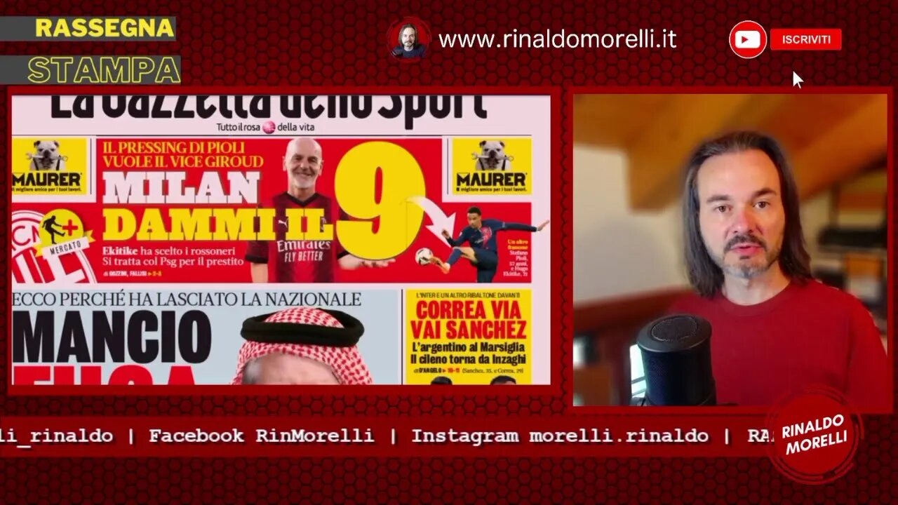 🗞️ Rassegna Stampa 24.8.2023 #447 - Il MILAN a caccia di un 9. INTER, Correa via, Roma-Lukaku?