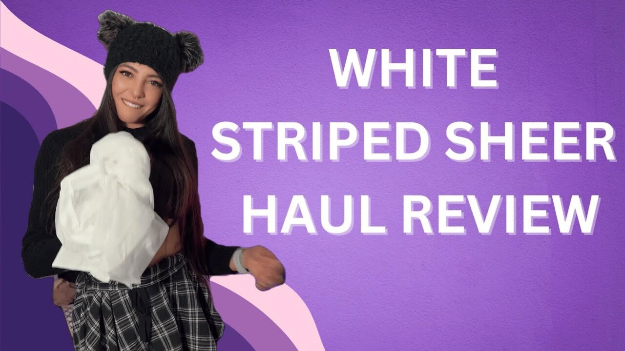 White Sheer Striped Try on Haul [4k]