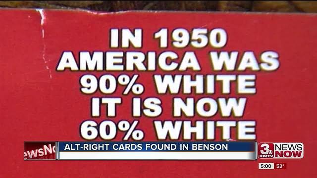 Alt-right promotional cards found in Benson